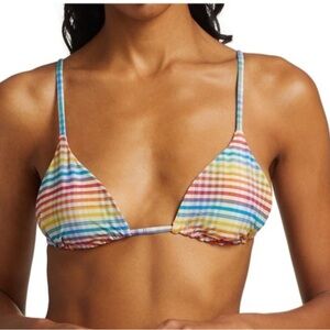 Onia multi plaid alexa swim top triangle size XS new